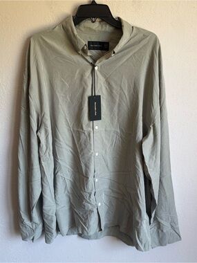 Mens NWT XLT Gray Abercrombie & Fitch Preppy Office Formal Lightweight Button Up